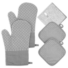 Ymkwz 190825553332 Oven Mitts And Pot Holders Set With Towel Heat Resistant Glove Nonslip Hot