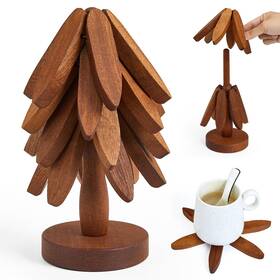 Yuexinkj 753853225686 Yuexinkjwooden Trivets For Hot Dishes Tree Shape Set Of 4 Walnut Wood Plus 1