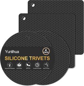 Yunlihua 705353197338 Silicone Trivet Mats 4 Pack Heat Resistant Non-slip Pot Holders For Kitchen