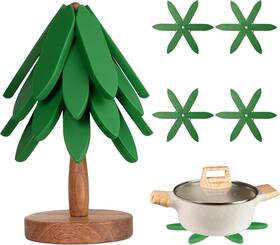 Tree-1 Yuoyar Silicone Tree Trivets For Hot Dishes - Mat Set With Green
