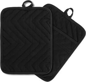 Ag1y84tm3 Yuxianlb 2pcs Pot Holder With Pocket For Kitchen Black Set Cotton Hea