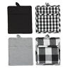 Z02375 Design Imports Dii Black White Potholder Set