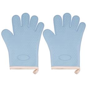 Zaplyte 634149209101 2pcs Silicone Oven Mitts Heat Resistant Rubber Gloves Light Blue