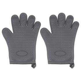 Zaplyte 634149209149 2pcs Silicone Oven Mitts Heat Resistant Rubber Gloves Grey