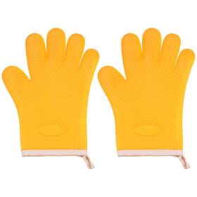 Zaplyte 634149209187 2pcs Silicone Oven Mitts Heat Resistant Rubber Gloves Yellow