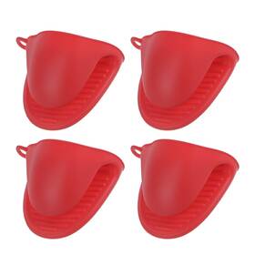 Zaplyte 655692528037 4 Pack Silicone Pot Holders Cooking Pinch Grips 110mm 32g Red