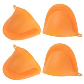 Zaplyte 703820074335 4pcs Silicone Pot Holders Pinch Grips Oven Mitts Mini Mitt Orange