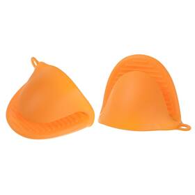 Zaplyte 703820074441 2pcs Thick Mini Oven Gloves Silicone Mitts Finger Pot Holder Orange