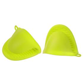 Zaplyte 703820074502 2pcs Thickened Oven Glove Silicone Mitts Finger Pot Holder Yellow Green