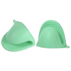Zaplyte 703820074663 2pcs Thickened Oven Gloves Silicone Mitt Finger Pot Holder Light Green
