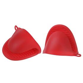 Zaplyte 703820074748 2pcs Thickened Oven Gloves Rubber Mitts Pinch Pot Holders Red
