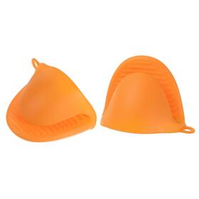 Zaplyte 703820074762 2pcs Thickened Mini Oven Gloves Rubber Mitt Pinch Pot Holders Orange