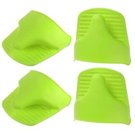 Zaplyte 703820074977 4pcs Silicone Oven Gloves Pot Holder Mitts Yellow Green
