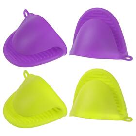 Zaplyte 724117666613 4pcs Mini Silicone Oven Mitts For Cooking Baking Gloves Light Green Purple