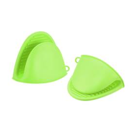 Zaplyte 743151890648 2pcs Green Mini Oven Mitts Tpe Heat Resistant Kitchen Pot Holder Grip