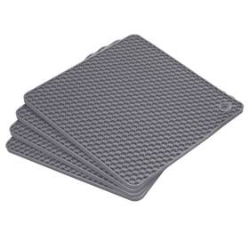 Zaplyte 745065682555 4pcs Silicone Trivet Mats Hot Pads Pot Holder For Countertop-dark Grey