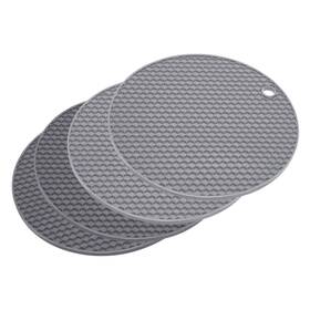 Zaplyte 745065682937 4pcs Silicone Trivet Mat Heat Resistant Pot Holder Hot Pads Dark Grey Light