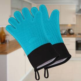 Zaplyte 752374721271 Silicone Oven Mitts Toaster Heatproof Gloves 1 Pair Blue