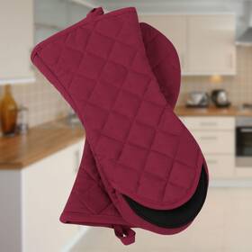 Zaplyte 752374721295 Canvas Oven Mitts Toaster Non-slip Gloves 1 Pair Red