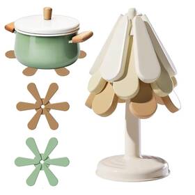 Tp-sil-1 Zelonuus Tree Trivets For Hot Dishes Set Of 3 Silicone Pots And Pans Flow