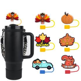 Zeyer 7425859600172 Thanksgiving Straw Cover Fall Toppers Silicone Small B