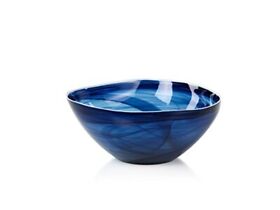 Zodax Monte Carlo 9.75inch Diameter Large Glass Indigo Alabaster Set Of 2
