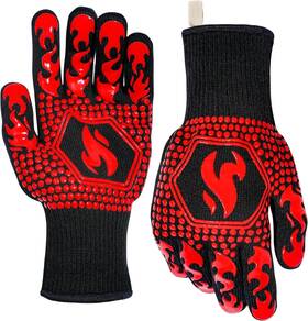 1472 Zoptil 705353230998 Oven Gloves Bbq Extreme Heat Resistant Grilling Short Red