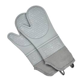 Zrxfls 717073039379 Gray Silicone Oven Mitts Pair - Heat-resistant Waterproof Non-slip For Cook Inch