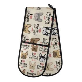 Domg56536840p510c545s1097 Zzxxb I Love French Bulldog Double Oven Mitt Heat Resistant Non-slip Kitchen Gloves