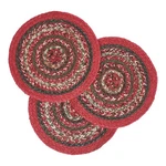 Forrester SET/3 Jute Trivet 8" Rustic Primitive Red Creme Forest Green Vhc. Fixed Price $18.85.