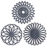 Set Of 3 Silicone Trivet Mat Hot Pot Holder Pads For Table & 2-GREY. Fixed Price $18.54.