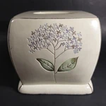 Kohls Ceramic Square Tissue Box Cover Hand Painted Heather Flowers 6.5". Fixed Price $19.99.