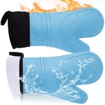 Obsoorth Heat Resistant Silicone Oven Mitts Waterproof Flexible Handle Blue. Fixed Price $17.84.
