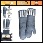 Extra Long Heat Resistant Silicone Oven Mitts - 550 Cooking Gloves, Food Safe,. Fixed Price $39.99.