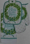 3 Potholder Oven Mitt Towel Irish Bless This Home Green Shamrock Patrick New. Fixed Price $9.95.
