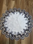 Round Lace Table Topper 24 White & Navy Blue Floral Doily Elegant Home Decor. Fixed Price $24.00.