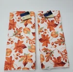 (set 2) Microfiber Kitchen Towels Autumn Leaves Scene **. Fixed Price $12.99.