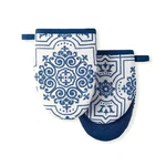 Strie Medallion Mini Oven Mitt 2PACK Set Navy Blue 5.5". Fixed Price $20.47.