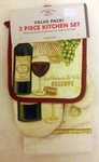 3 Pc Kitchen Set: 1 Pot Holder, Towel & Oven Mitt,wine Grapes La Maison,am. Fixed Price $12.99.