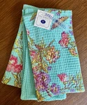 Set Of 3 April Cornell Wildflowers Dish / Kitchen Tea Towels (aqua) Nwt. Fixed Price $21.99.
