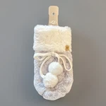 Ugg Christmas Wine Holder Stocking Faux Fur Ivory Grey Pom New 11.5. Fixed Price $17.99.