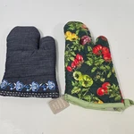 Sur La Table Oven Mitt Lot Vintage Blue Embroidered & Harvest Floral Nwt. Fixed Price $20.97.