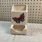 Vtg Ceramic Matchbox Holder Wall Hanging Butterfly Country Decor. Fixed Price $21.95.