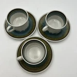 Set Of 3 Cup & Saucer Mikasa Sand Kraft Smokey Mount 1002 Oven Table Japan. Fixed Price $29.99.