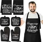 Sratte 7 Pcs Kitchen Towels Oven Mitts And Pot Holders With Black White. Fixed Price $24.64.