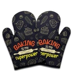 2 Pcs Funny Baking My Superpower Oven Mitts Heat Resistant Silicone Gloves. Fixed Price $27.85.