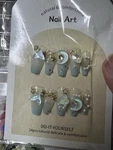 Press-on Nails Coffin Blue Clear 3D Moon Star Pre-designed Full Cover. Fixed Price $8.00.