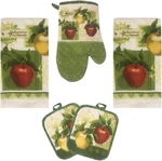 Apple Orchard Kitchen Set 5PC 2 Towels, Pot Holders, 1 Oven Mitt. Fixed Price $27.13.