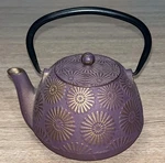 Ja By Frieling "hani" Cast Iron Teapot Plum Purple Gold Flower W/strainer. Fixed Price $42.46.