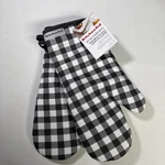 Kitchenaid Gingham/ Charcoal Oven Mitt 2-PACK Set, 7"X13". Fixed Price $17.25.